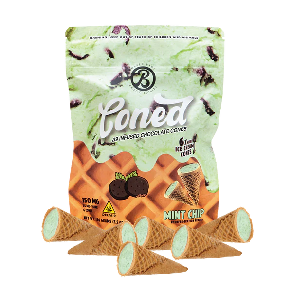 Comestibles Con Chips de Menta Extra Fuertes | Baked Bags Coned